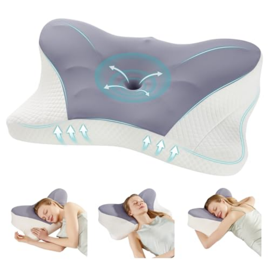 Ergonomic memory foam cervical neck contour pillow