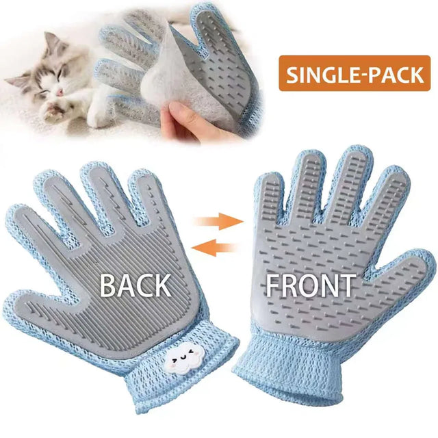 2-in-1 pet grooming deshedding glove for cats and dogs