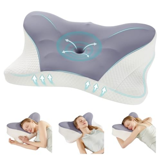 Ergonomic memory foam cervical neck contour pillow